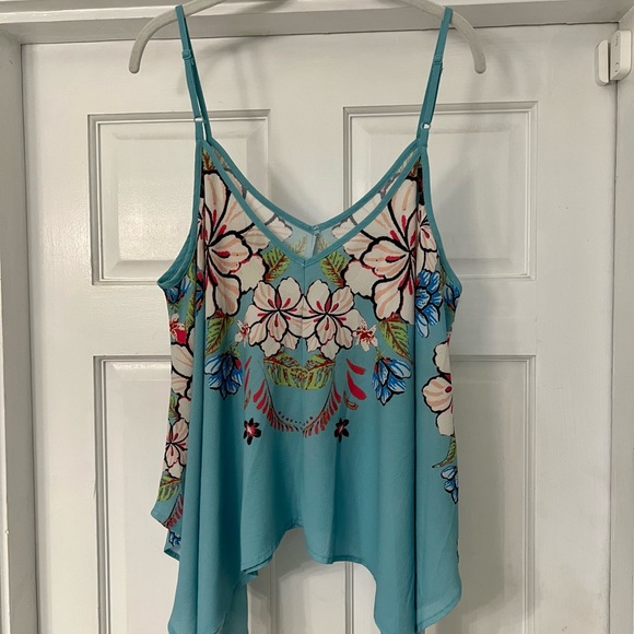 Flying Tomato Tropical Floral Asymmetrical Tank Size Large - Picture 2 of 4